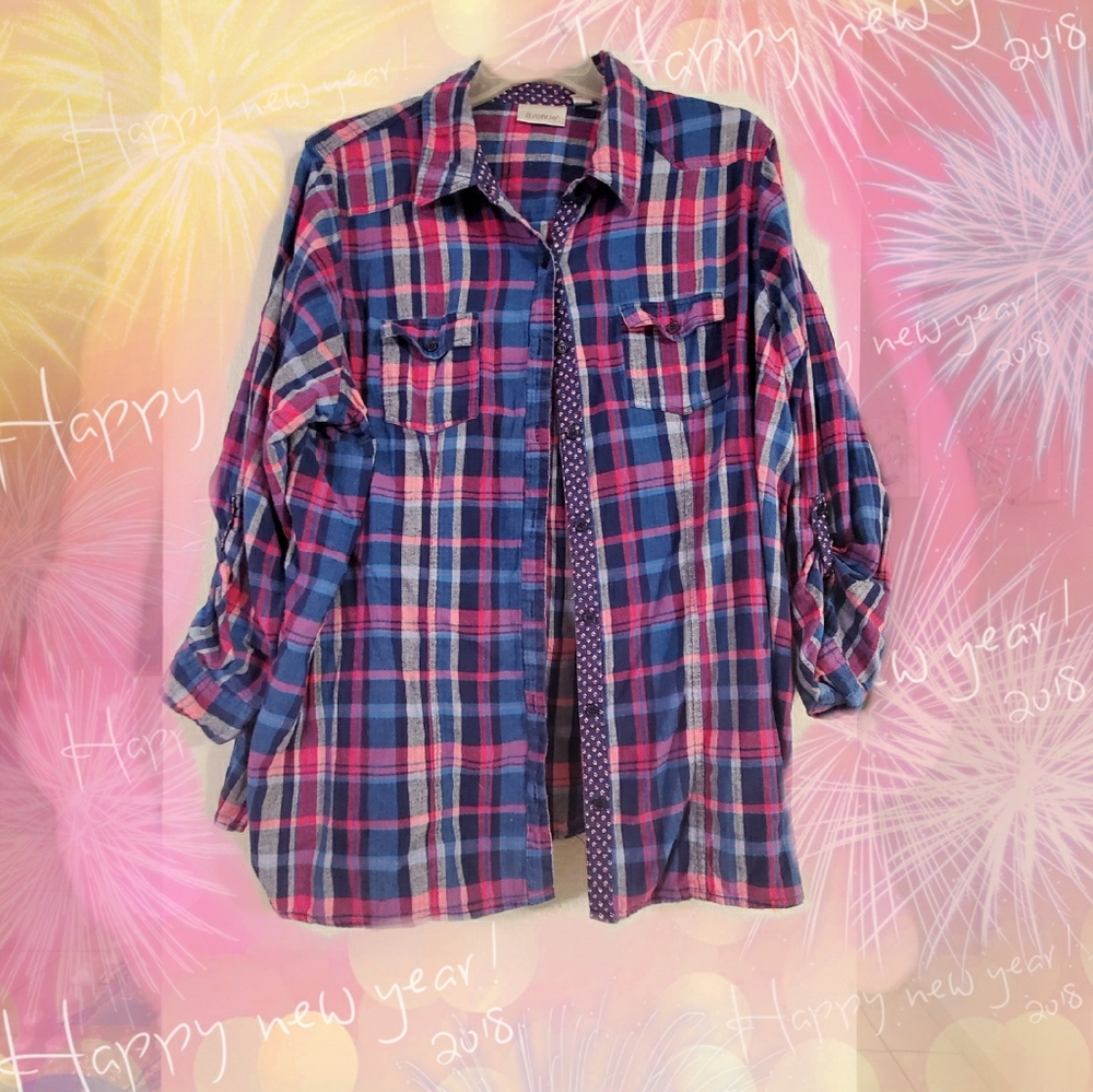 Pink & Blue Long Sleeve Top